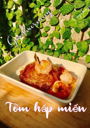 Hình của món Tôm hấp miến.
