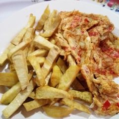 A picture of Fried Sweet Potatoes with Fried Egg #teamabuja.