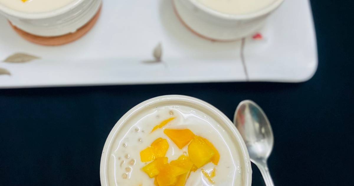 Coconut milk sago with mango Recipe by Travel with Hena Cookpad