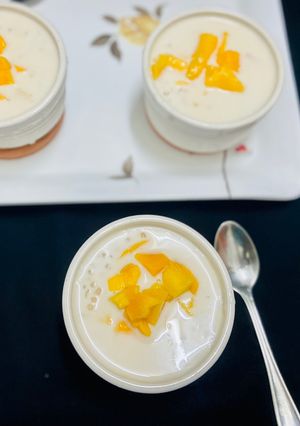 A picture of Coconut milk sago with mango.