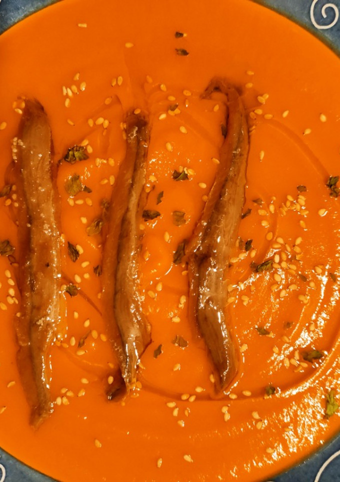 Una foto de Crema de Batata con Anchoas