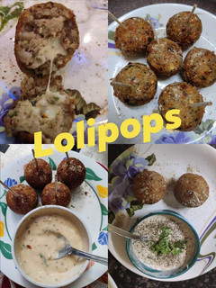 A picture of Cheesy Potato Lollipop with dip.