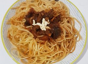 Una foto de Spaghetti con Callampas secas