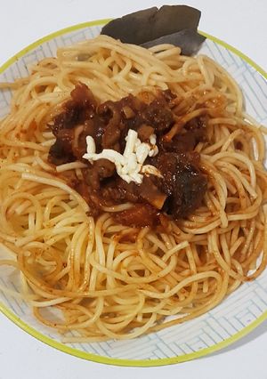 Una foto de Spaghetti con Callampas secas