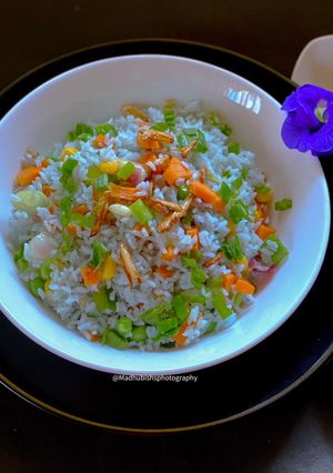 A picture of Blue Fried Rice.