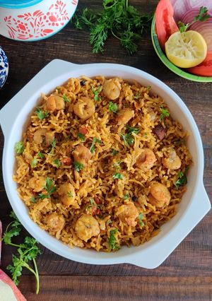 A picture of Prawns Pulao (Kolambi Bhaat In Maharashtrian Style).