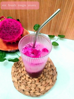 Foto resep Es buah naga susu