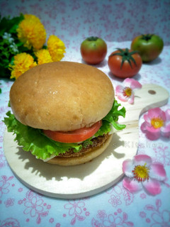 A picture of Tempeh and Anchovy Burger.