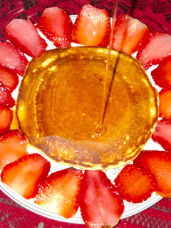 A picture of Pancake with strawberry.