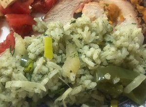 Una foto de Arroz verde con espinacas