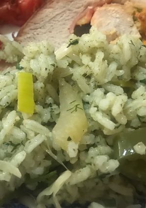 Una foto de Arroz verde con espinacas