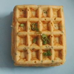 A picture of Chicken corn and cheese waffle.