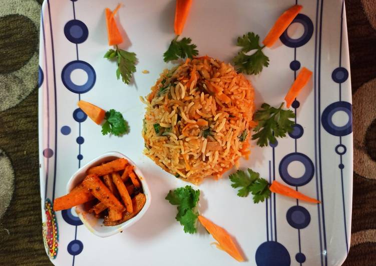 Recipe of Super Quick Homemade Schezwan carrot rice with carrot sabzi