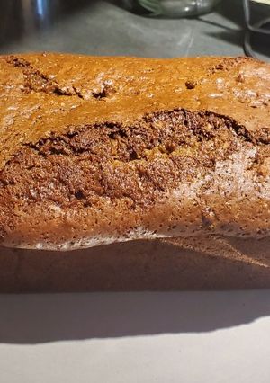 Una foto de Panque de plátano con crema de cacahuate
