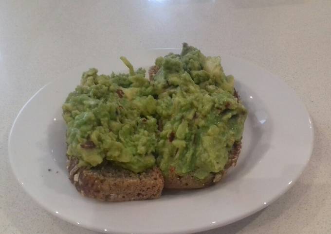 Snack time Spicy Crushed Avocado on wholegrain toast