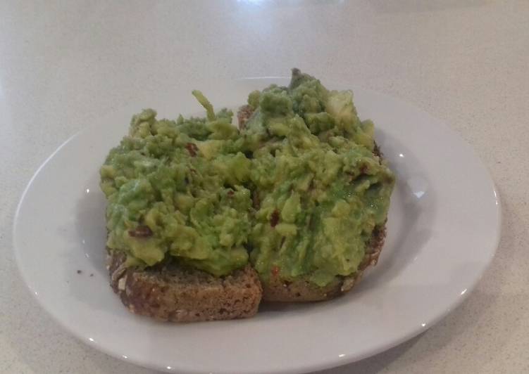 Step-by-Step Guide to Make Super Quick Snack time Spicy Crushed Avocado on wholegrain toast