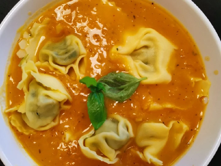 Easy Ways Prepare|Recipe} Pumpkin Soup w/spinach ricotta tortellini the Perfect