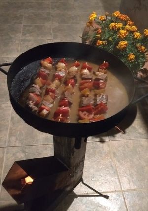 Una foto de Brochetas en disco de arado
