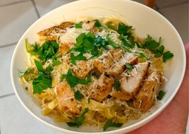 Homemade Creamy Chicken Basil Pesto Pasta