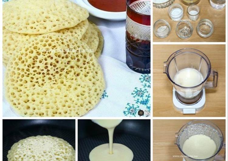 البغرير المغربي يقدم معا العسل والزبدة مدابة لديد جدا