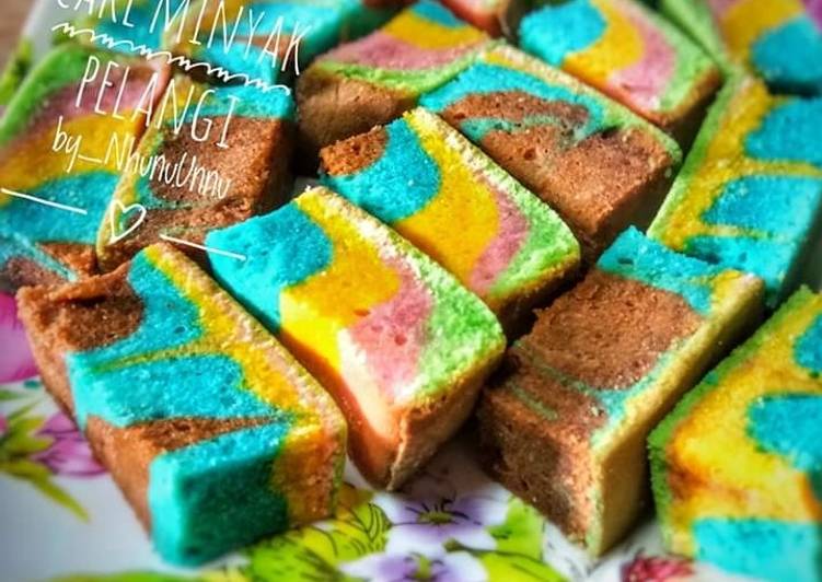 Langkah Langkah Buat Cake minyak pelangi🌈 yang Mudah