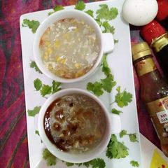 A picture of Chicken corn soup.