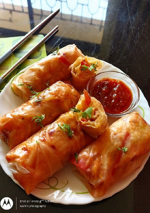 A picture of Vege Rice paper rolls.