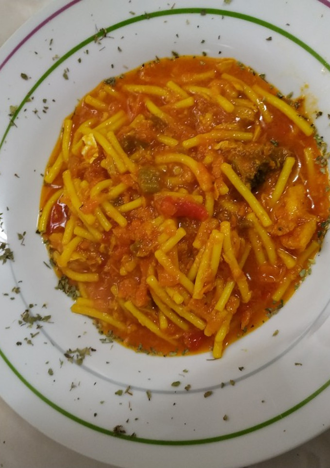 Una foto de Fideos con atún y bacalao