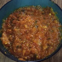A picture of Home made pizza sauce mare style mein.