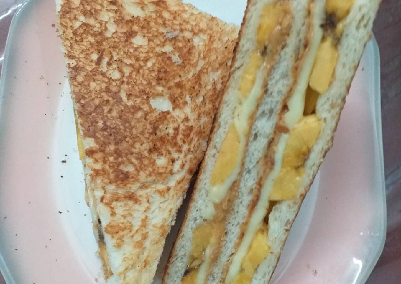Cheesy Banana Peanut Butter Toast