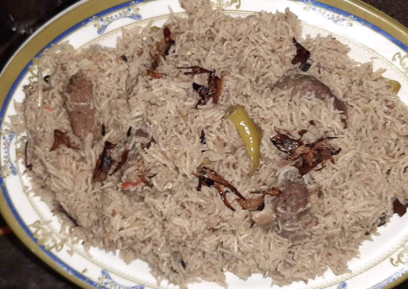 White Yakhni Beef Pulao