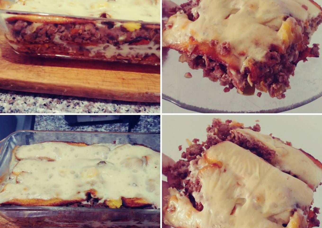 Lasagna de plátano maduro con carne molida