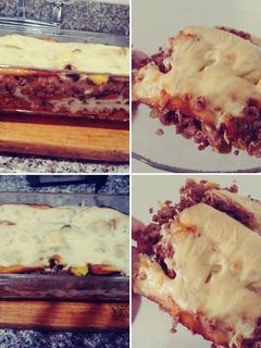 Una foto de Lasagna de plátano maduro con carne molida