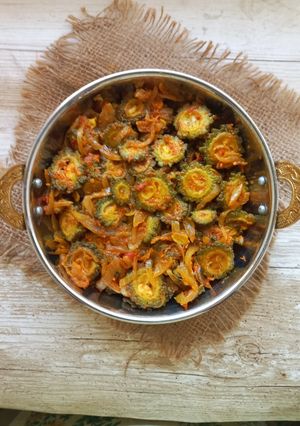 A picture of Bitter Gourd (karela) Sabzi.