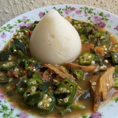 Okro pepper soup with agidi A picture of Okro pepper soup with agidi.