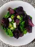 Ensalada fresca de brotes tiernos, pimiento verde y cebolleta