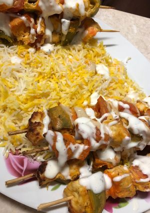 صورة لوصفة شيش طاووق ورز بماء الورد والزعفران