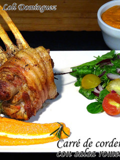 Una foto de Carré de cordero al horno con salsa romesco