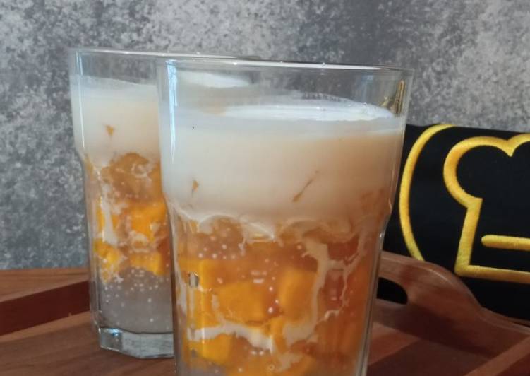 Langkah Mudah untuk Menyiapkan Mango Sago Mutiara || versi Healthy dessert, Enak Banget