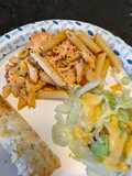 Baked salmon feta pasta