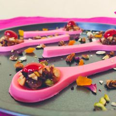 A picture of Kashmiri shufta in Chocolate spoons.