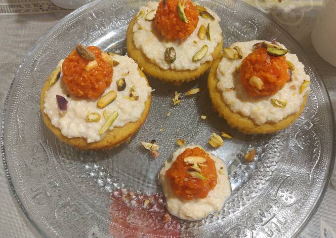 Recipe of Quick Oats-Motichoor Muffins with rich Rabri