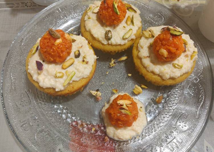 Recipe of Super Quick Homemade Oats-Motichoor Muffins with rich Rabri