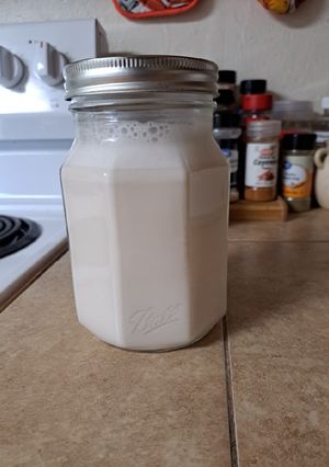 A picture of Homemade Almond Milk.