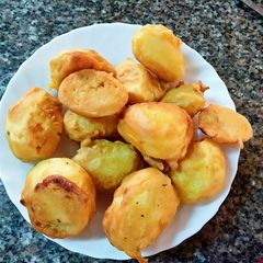 A picture of Viazi karai with chickpea flour #theme challenge.