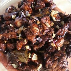 A picture of Chicken and pork adobo.