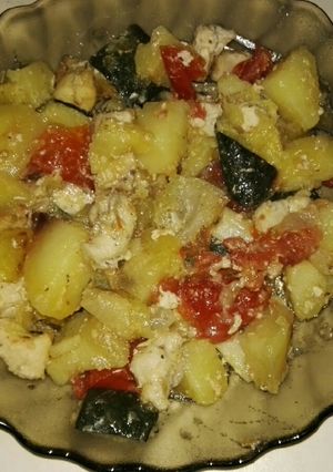 Csirkemell saslik ömlesztve, jénaiban sütve recept fotója