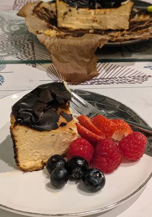A picture of Flourless Basque Style Cheesecake.