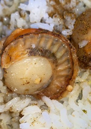 Una foto de Arroz jazmín con vieiras #sinTacc #sinLácteos
