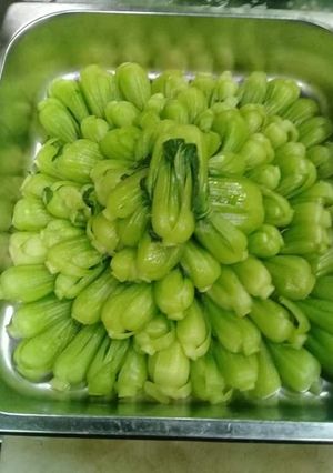 Hình của món Cải sốt nấm hầm.